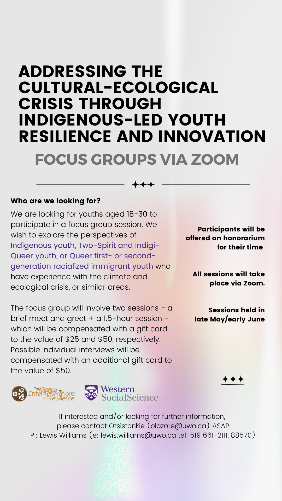 Poster for focus group event